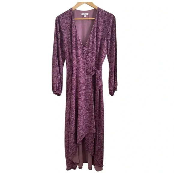 Halston Womens Split Sleeve Midi Wrap Dress - Picture 2 of 7